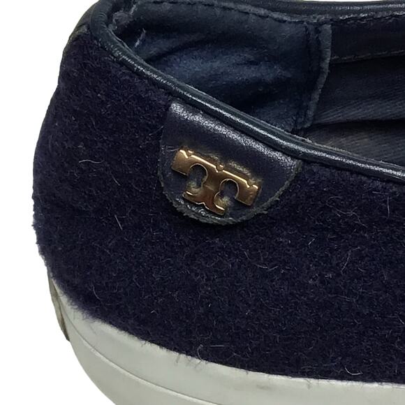 Tory Burch RUDI Stardust Ombre Slip On Sneaker Navy Blue Olive Green Wool Felt 7 - Picture 6 of 11